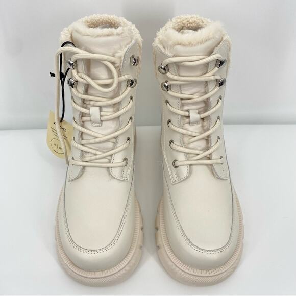 ALDO NWOT Marni Lace Up Lug Sole Boot White Size 9 Waterproof Chunky - Picture 5 of 8